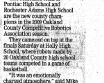 Pontiac, Rochester Adams Top Robotics Competition - Oakland Press (2009)